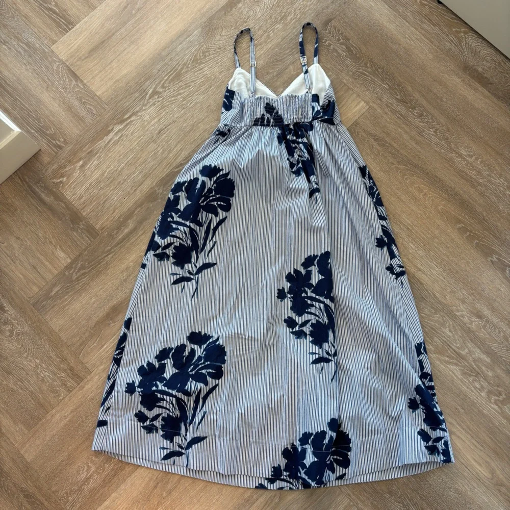 Abercrombie & Fitch Blue Striped Dress with Navy Floral Print Size SP - Picture 3 of 5